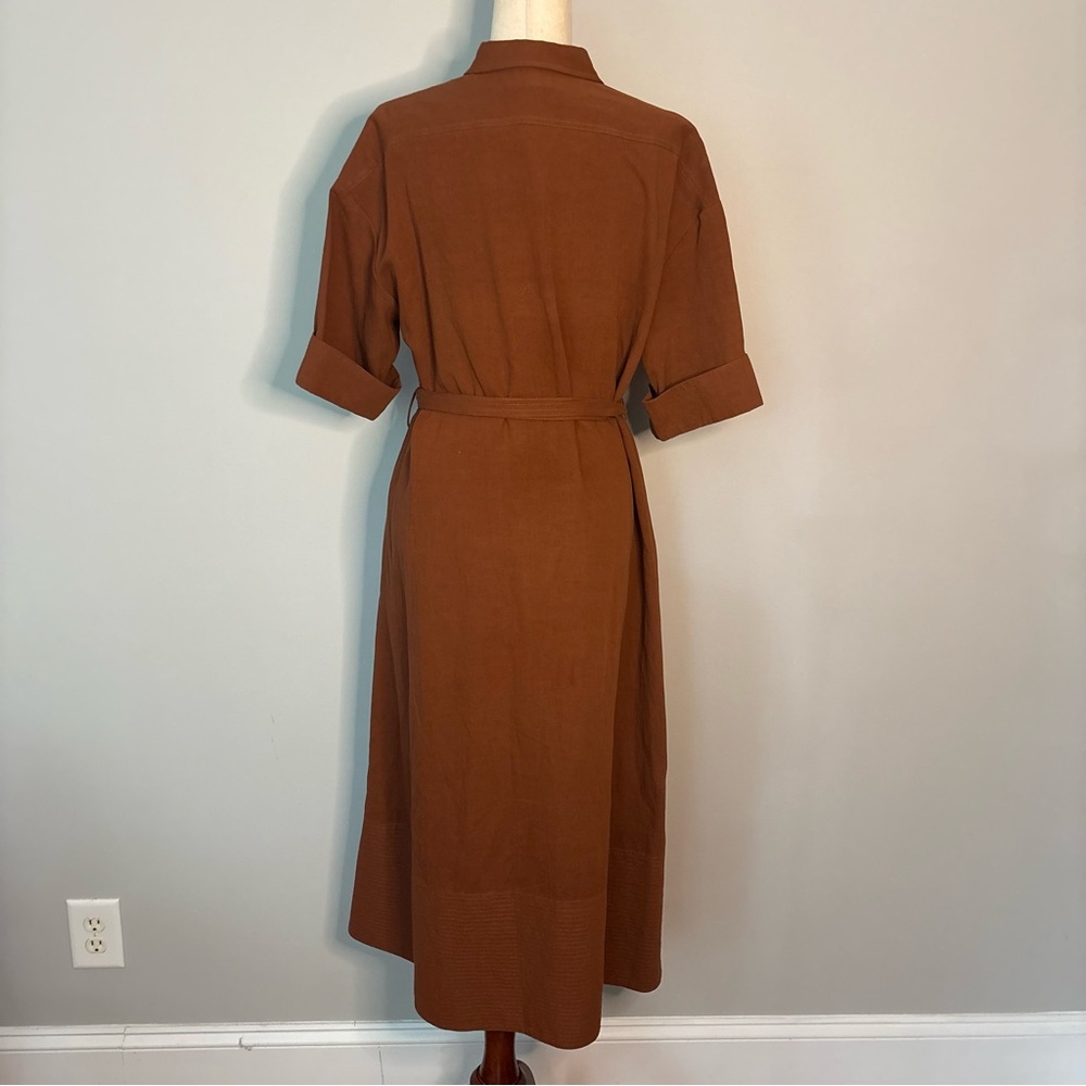 Size S - CO terracotta colored mid length, belted dress - Picture 3 of 5